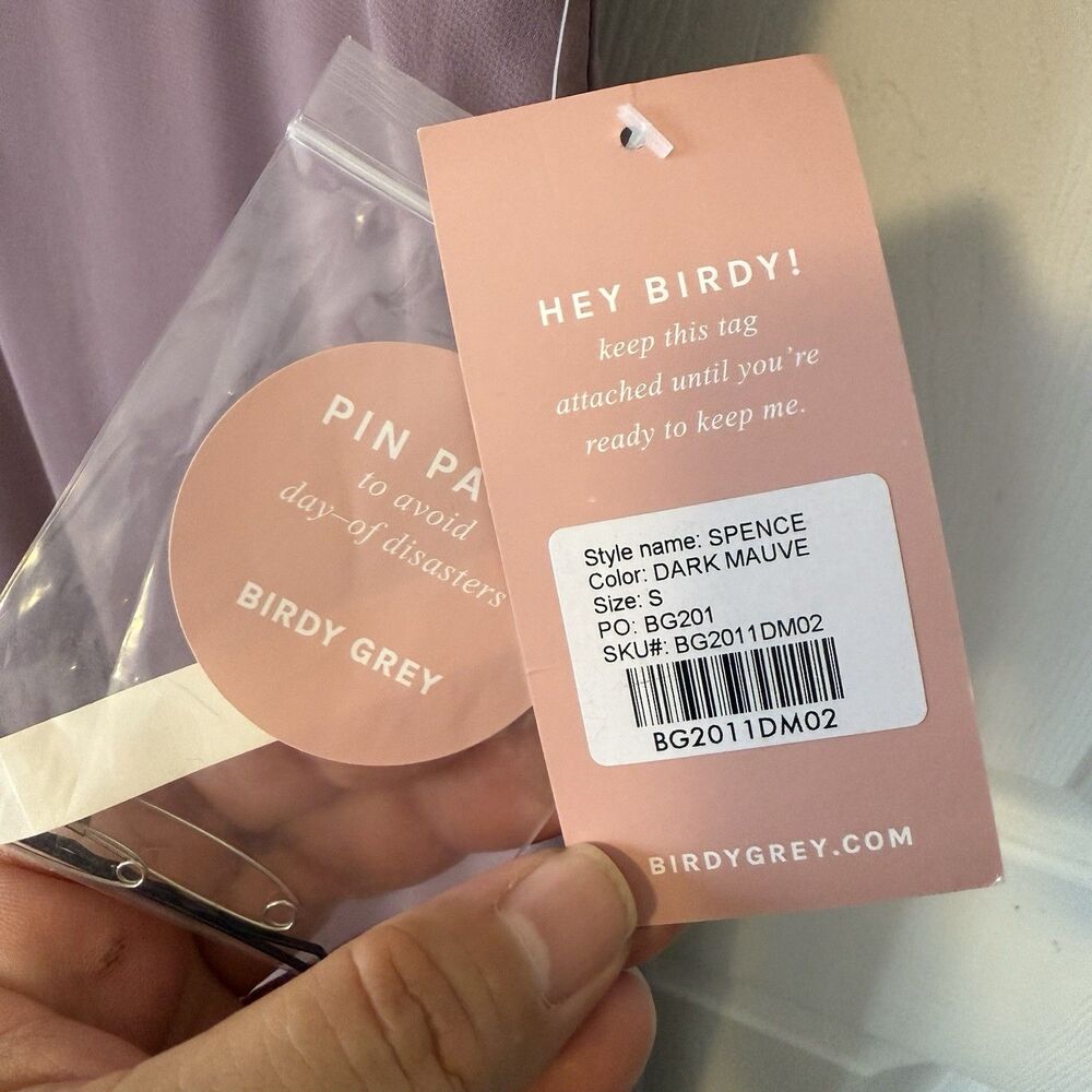 NWT Birdy Grey Spence Bridesmaid Dress Size Small Dark Mauve Off-Shoulder Gown - Picture 6 of 12
